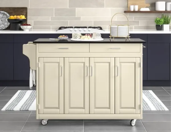 Create-A-Cart Off-White Kitchen Cart with Granite Top