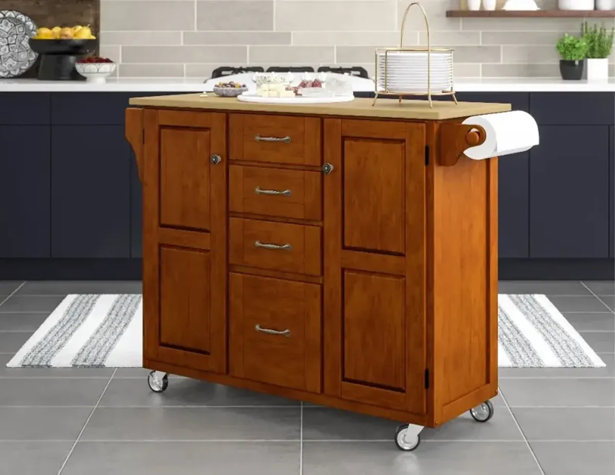 Create-A-Cart Dark Brown Kitchen Cart with Four Drawers