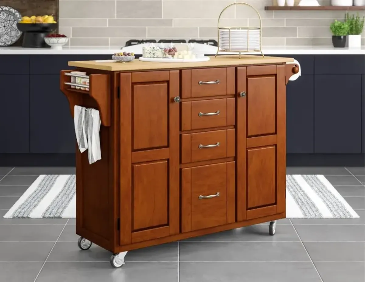 Create-A-Cart Dark Brown Kitchen Cart with Four Drawers