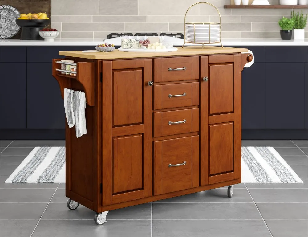 Create-A-Cart Dark Brown Kitchen Cart with Four Drawers