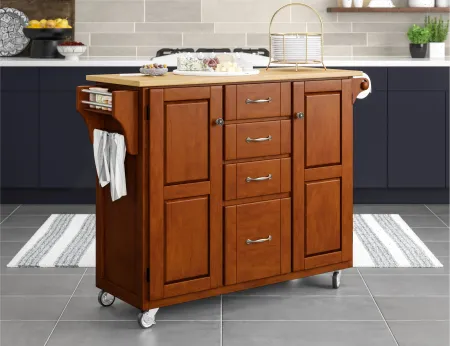 Create-A-Cart Dark Brown Kitchen Cart with Four Drawers