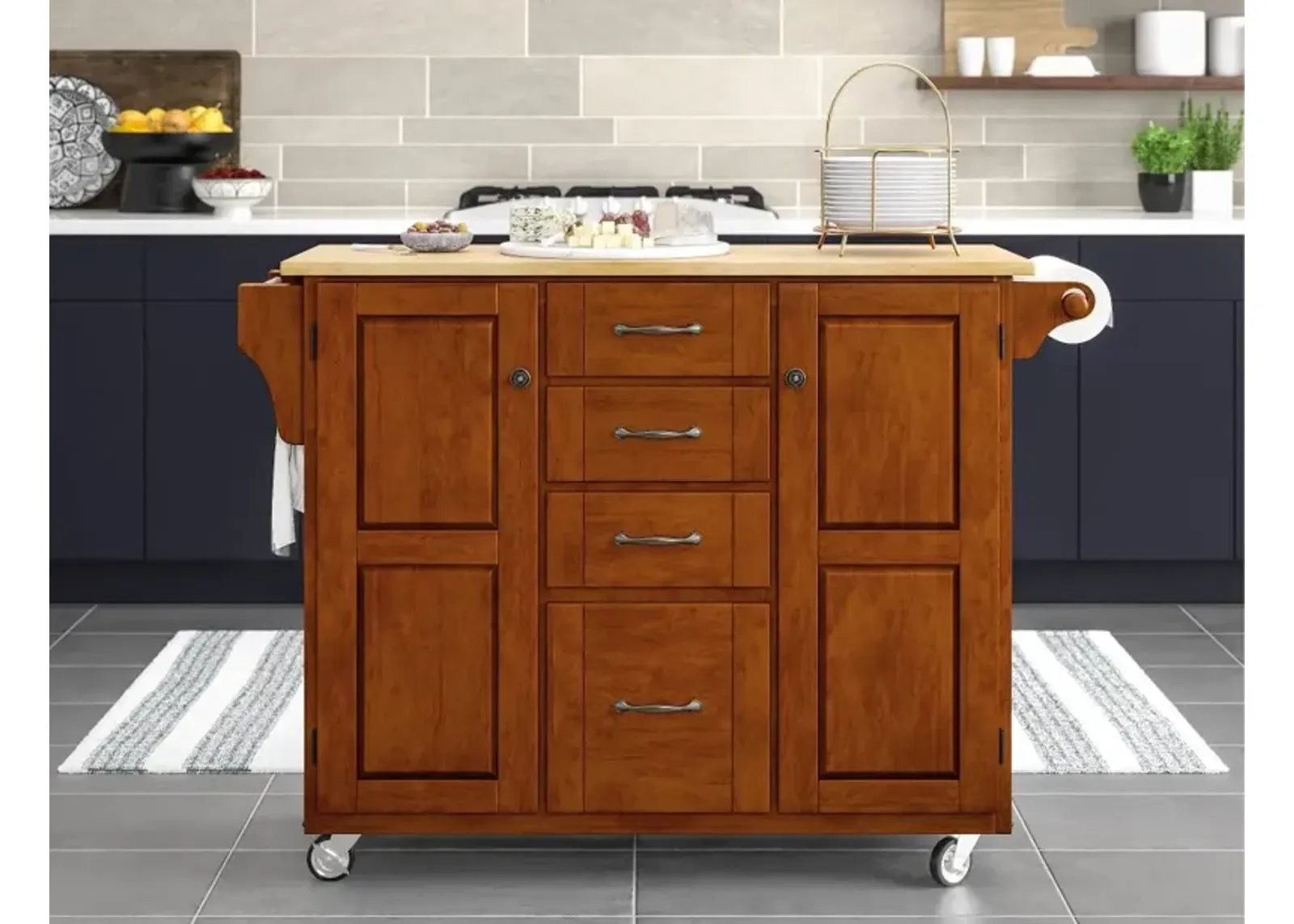 Create-A-Cart Dark Brown Kitchen Cart with Four Drawers