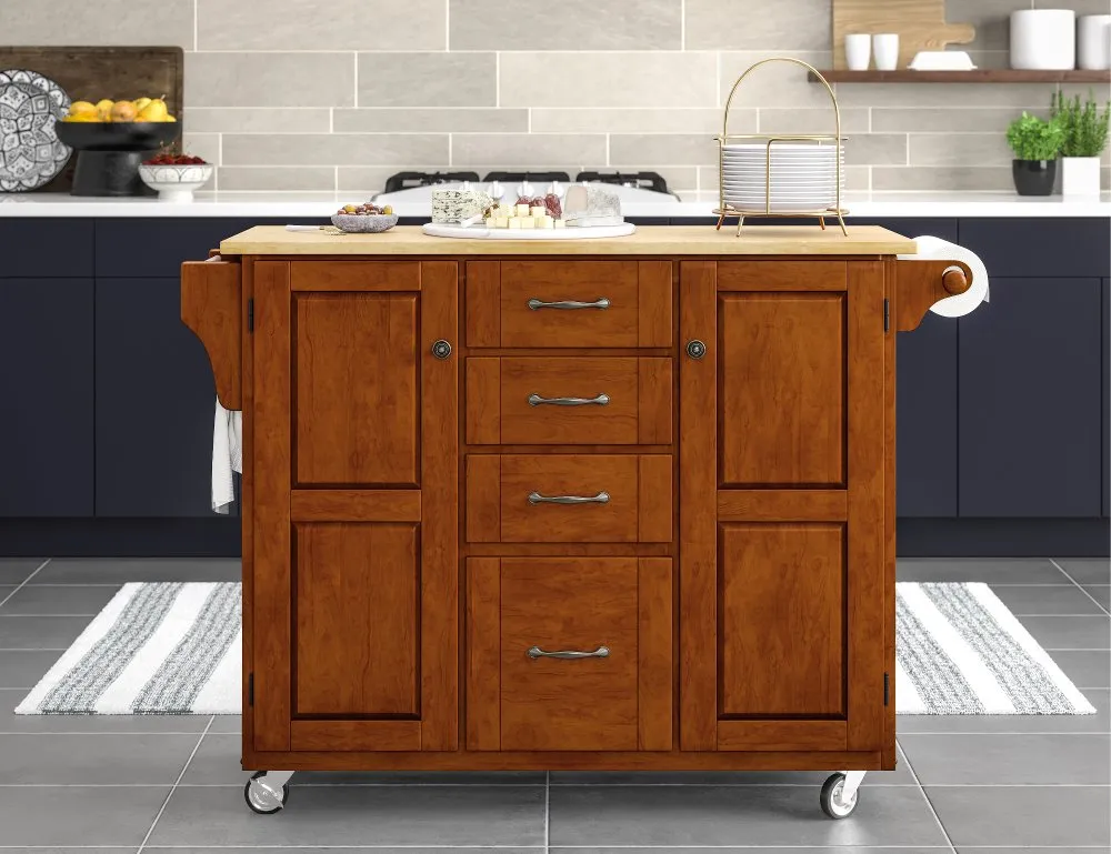 Create-A-Cart Dark Brown Kitchen Cart with Four Drawers