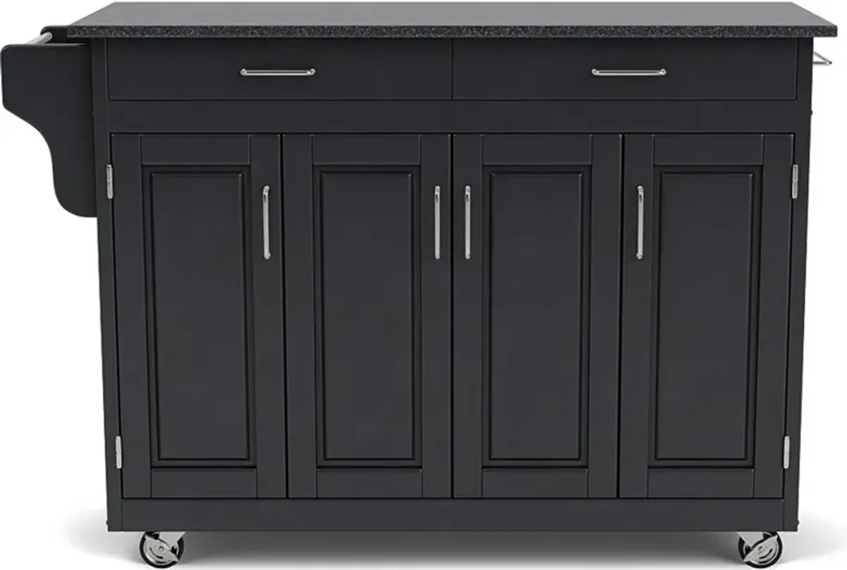 Create-A-Cart Black Kitchen Cart with Granite Top