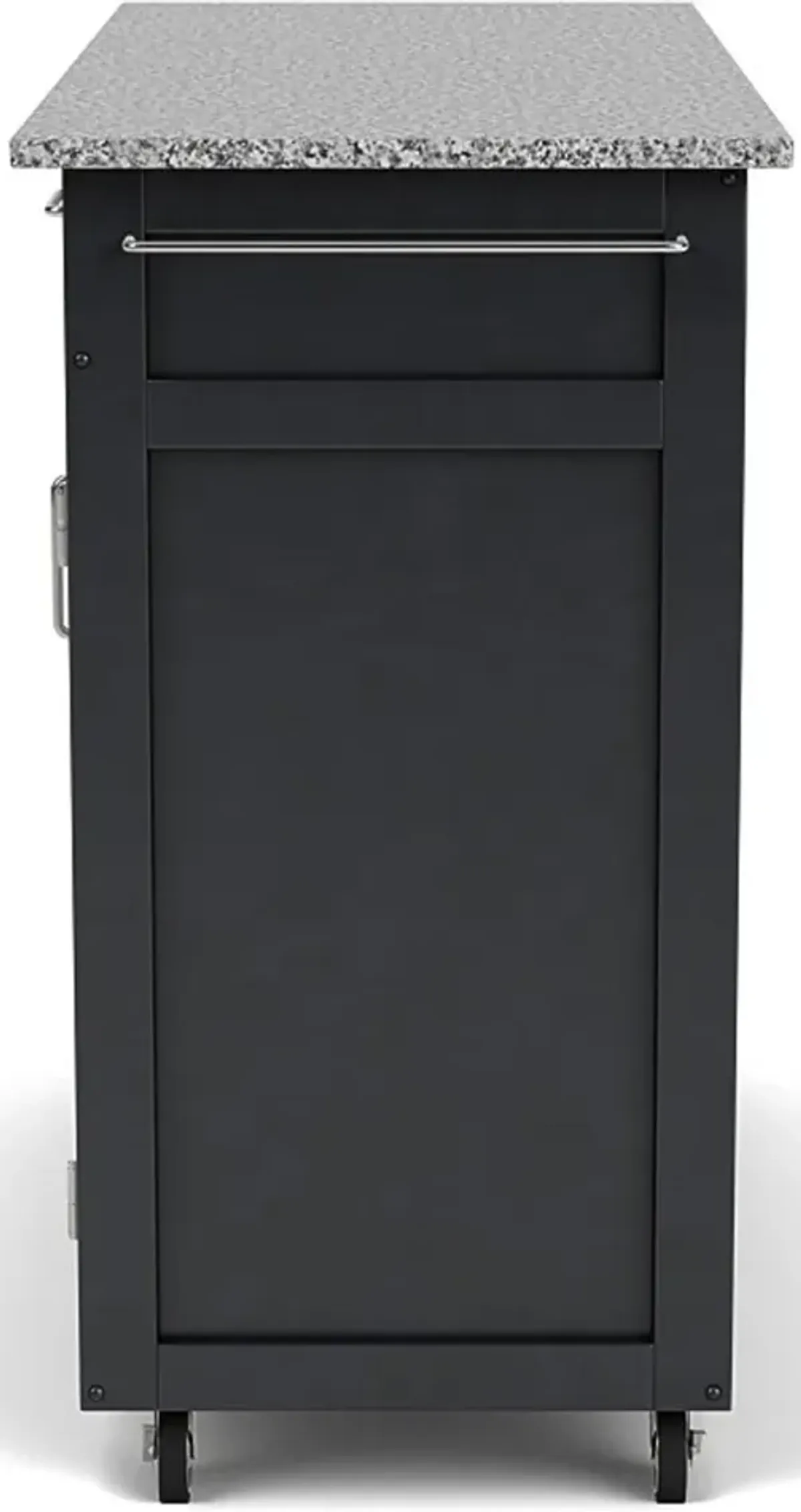 Create-A-Cart Black Kitchen Cart with Gray Granite Top