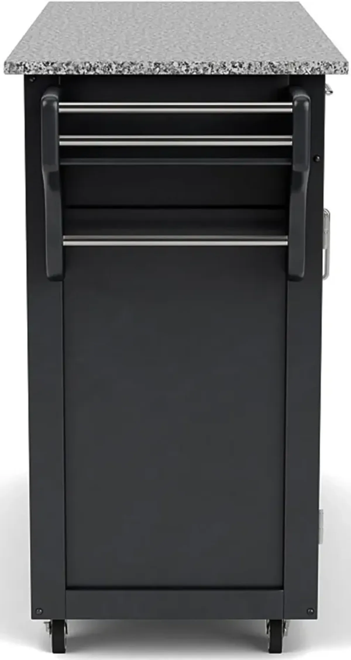 Create-A-Cart Black Kitchen Cart with Gray Granite Top