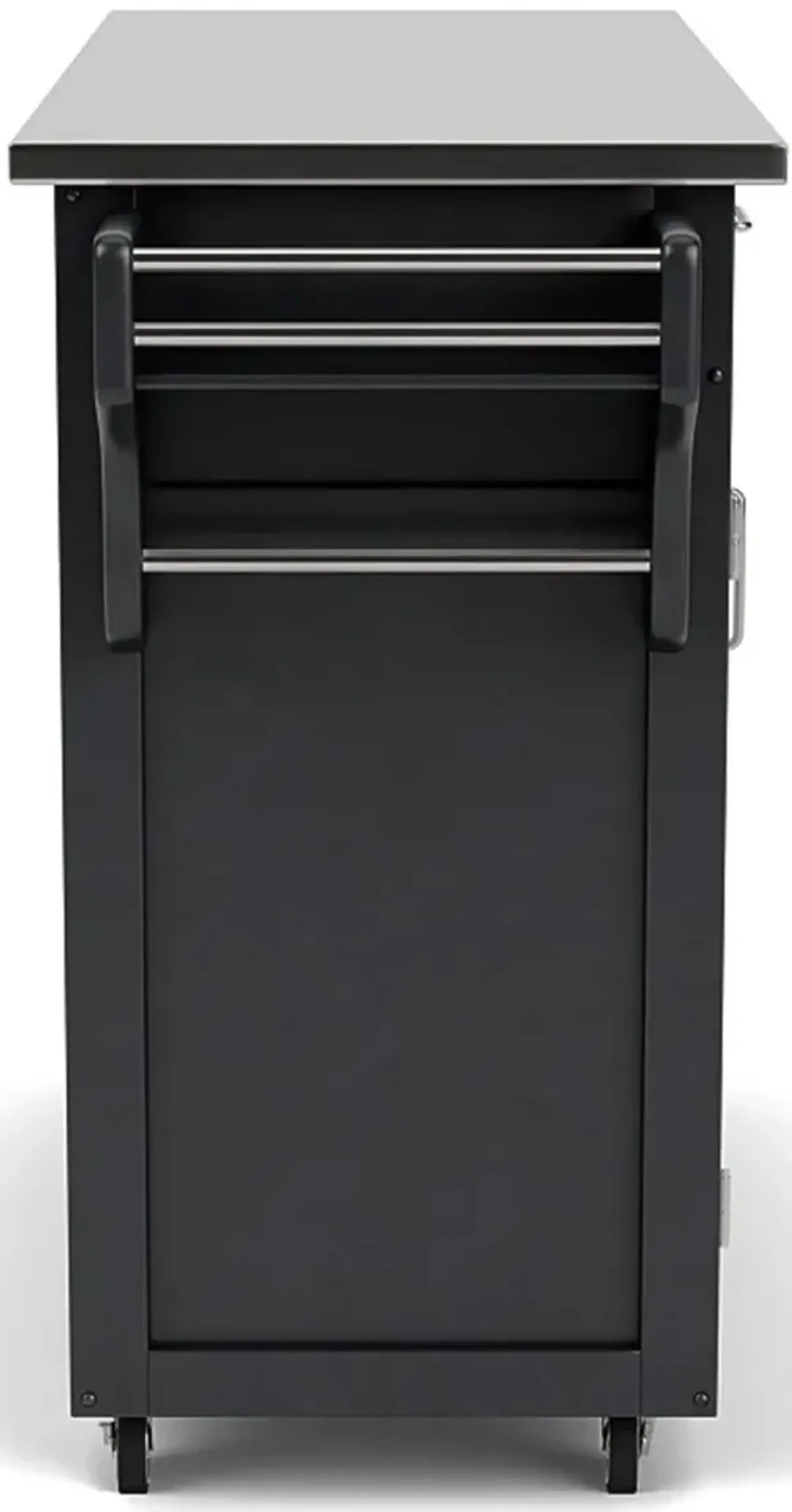 Create-A-Cart Black Kitchen Cart with Stainless Steel Top