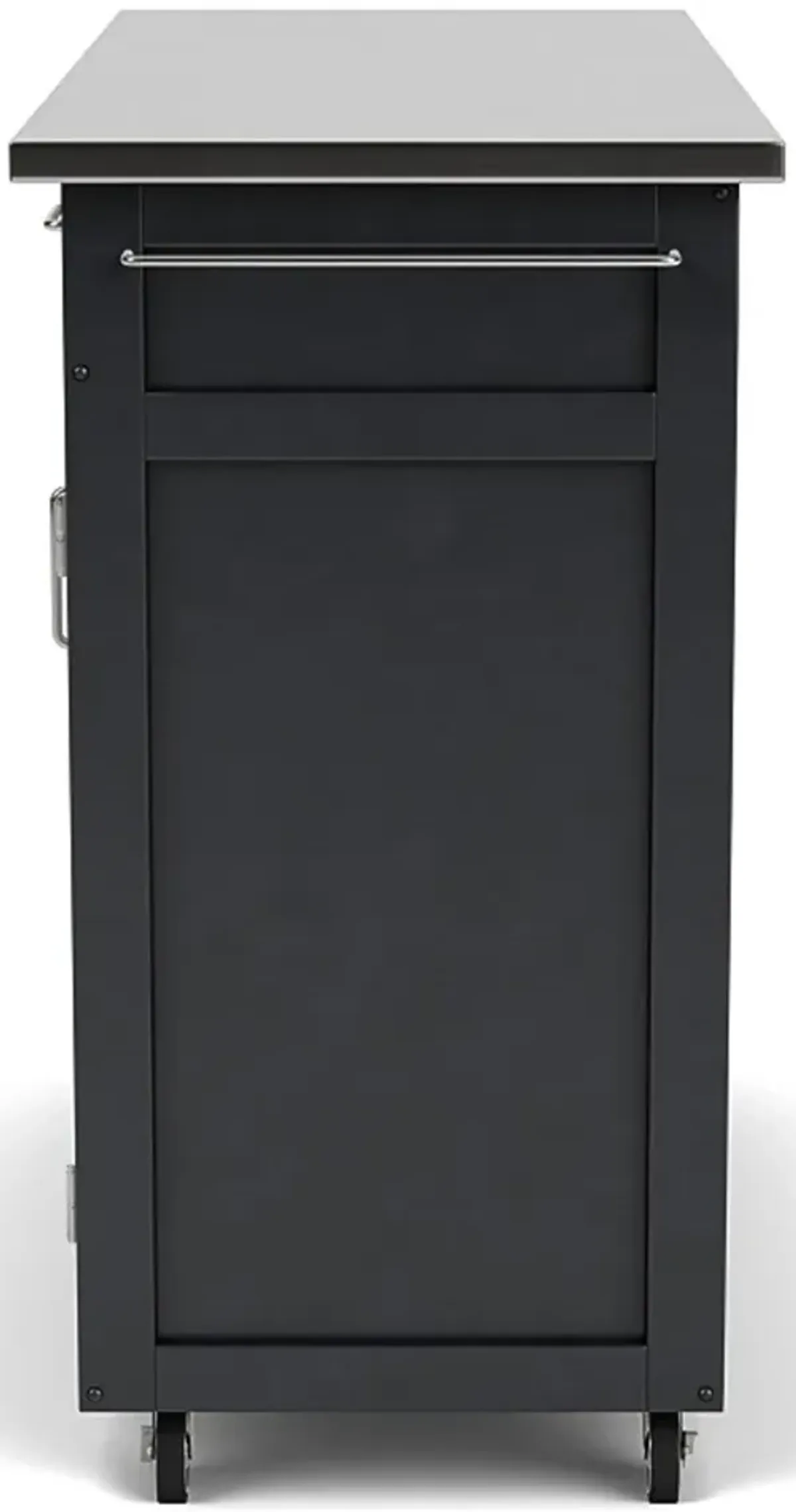 Create-A-Cart Black Kitchen Cart with Stainless Steel Top