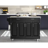 Create-A-Cart Black Kitchen Cart with Stainless Steel Top
