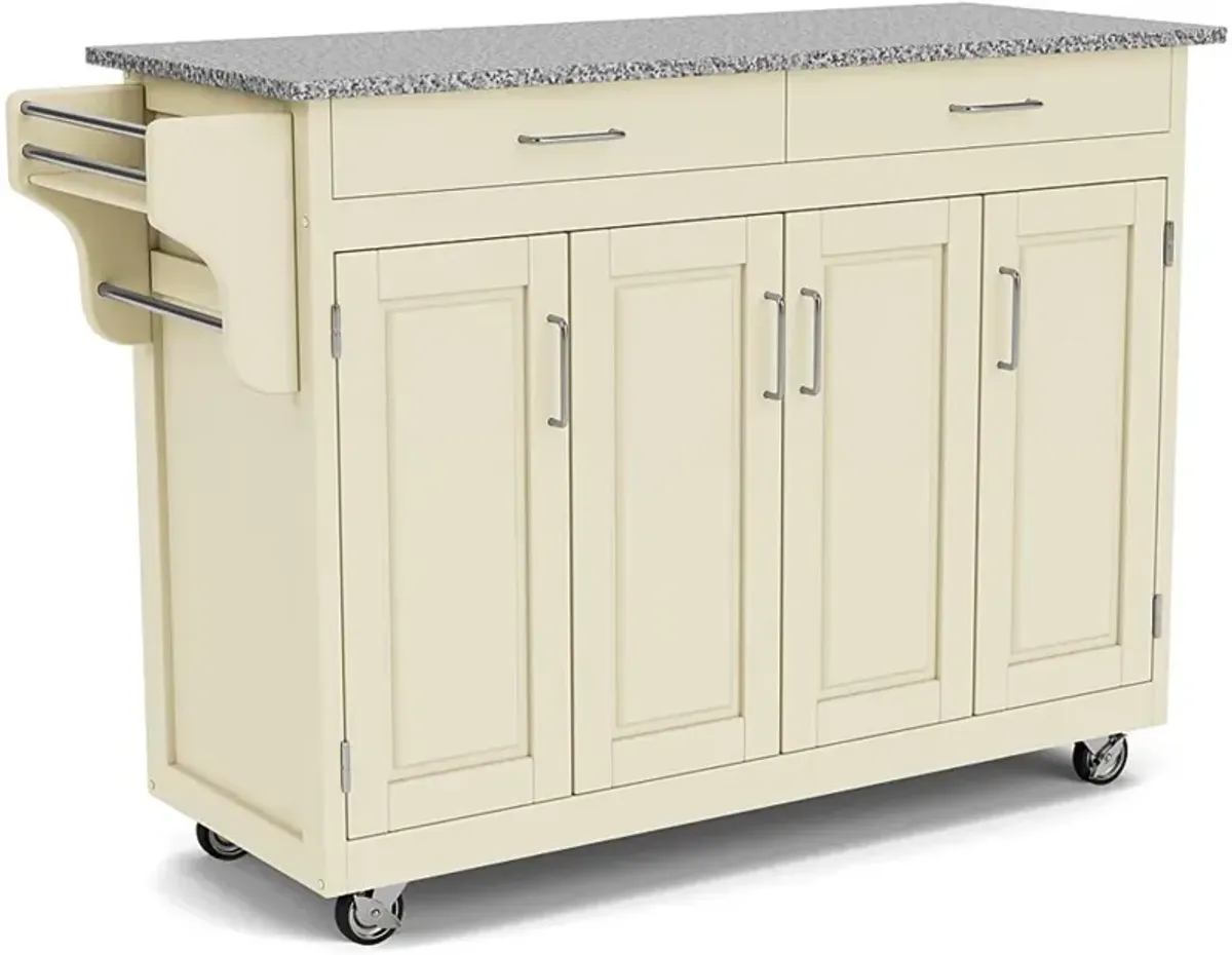 Create-A-Cart Off-white Kitchen Cart with Gray Granite Top