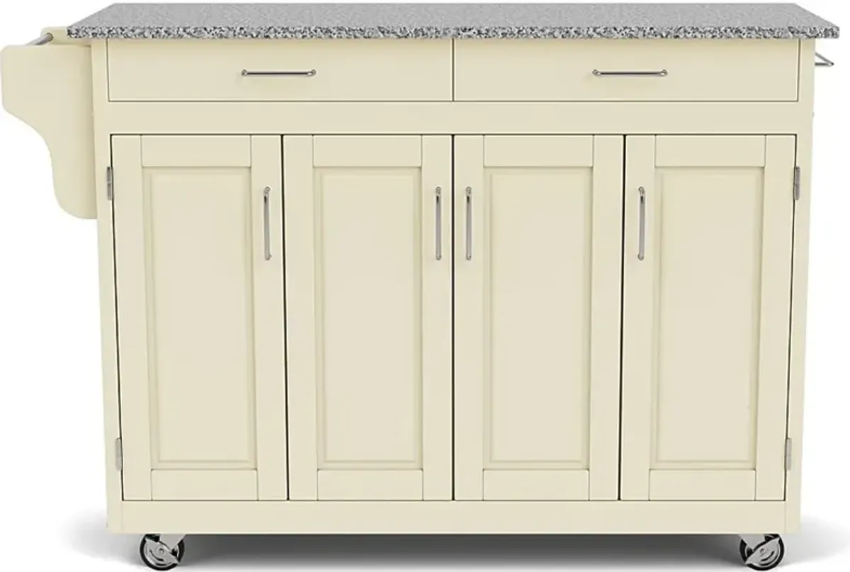 Create-A-Cart Off-white Kitchen Cart with Gray Granite Top