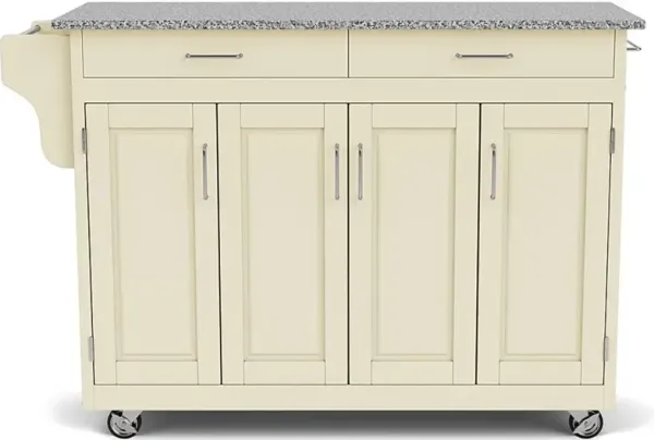 Create-A-Cart Off-white Kitchen Cart with Gray Granite Top
