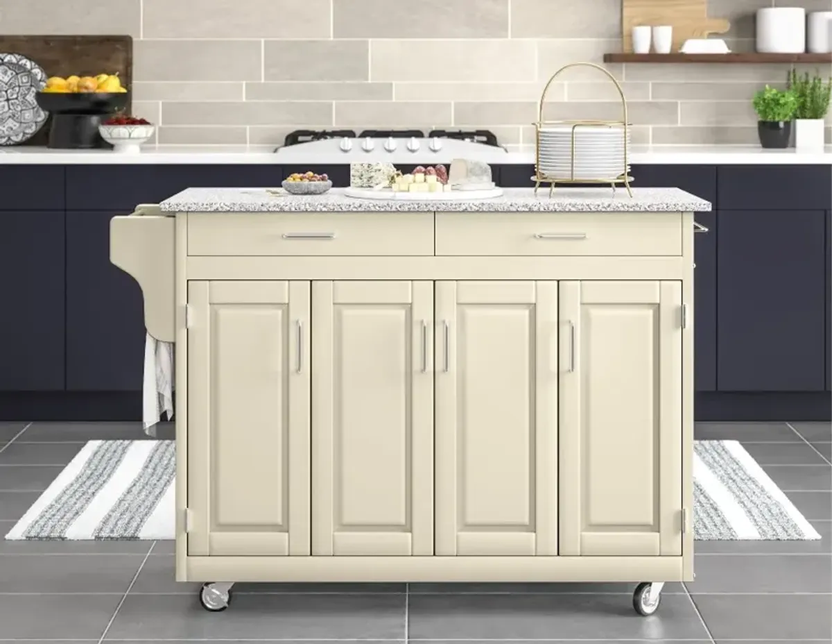 Create-A-Cart Off-white Kitchen Cart with Gray Granite Top