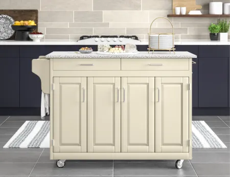 Create-A-Cart Off-white Kitchen Cart with Gray Granite Top