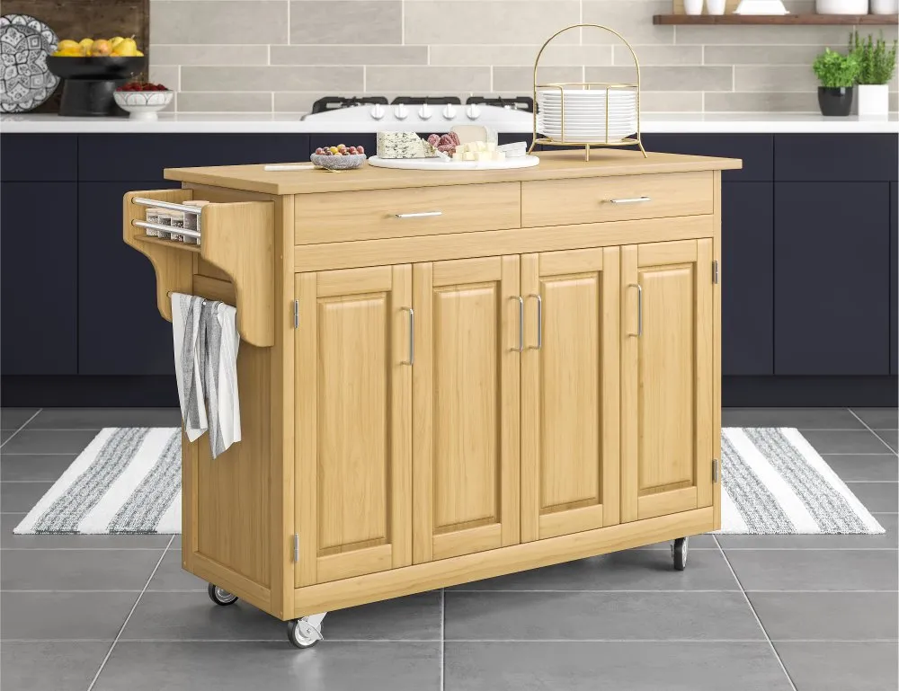 Create-A-Cart Light Brown Kitchen Cart with Hardwood Top