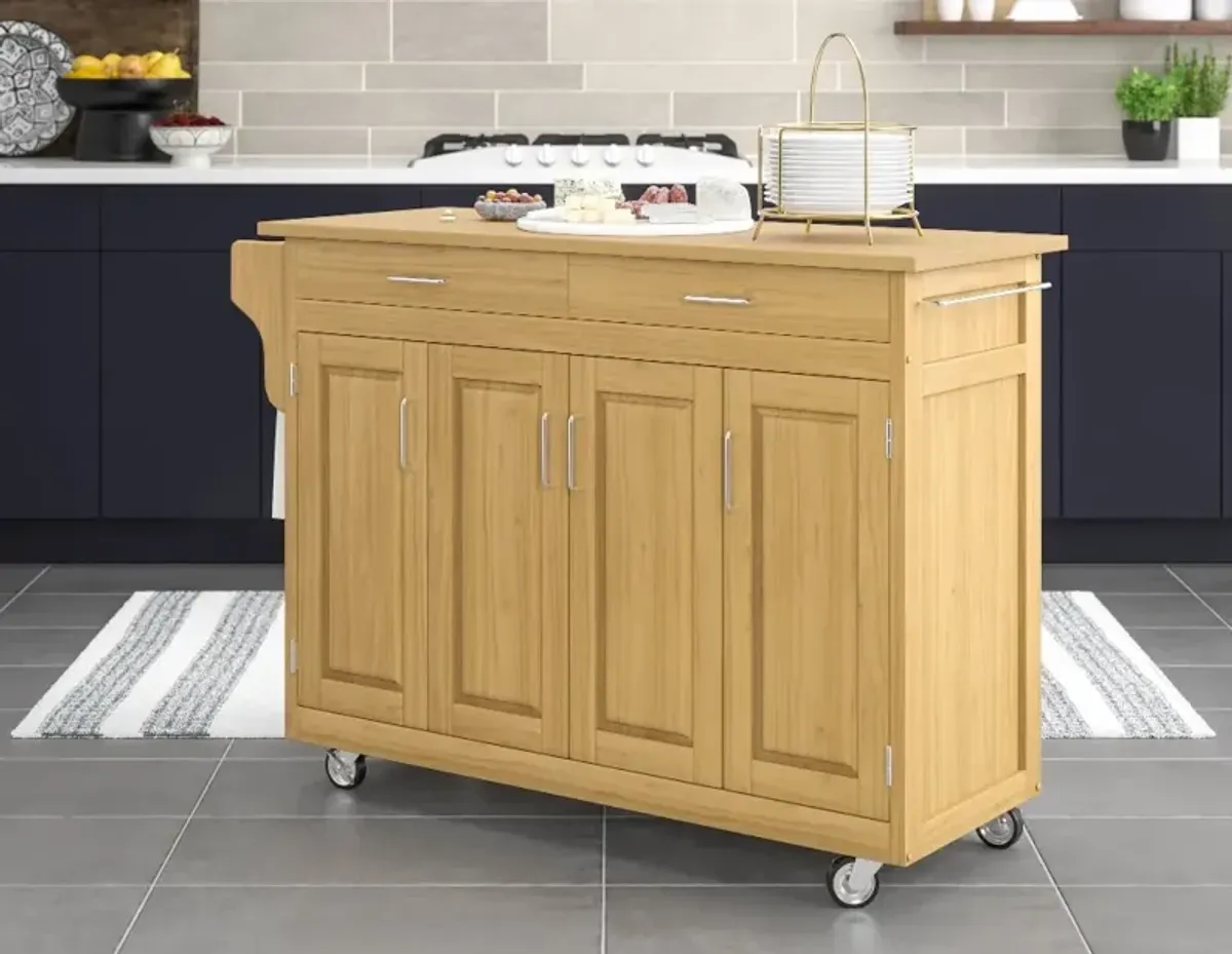 Create-A-Cart Light Brown Kitchen Cart with Hardwood Top