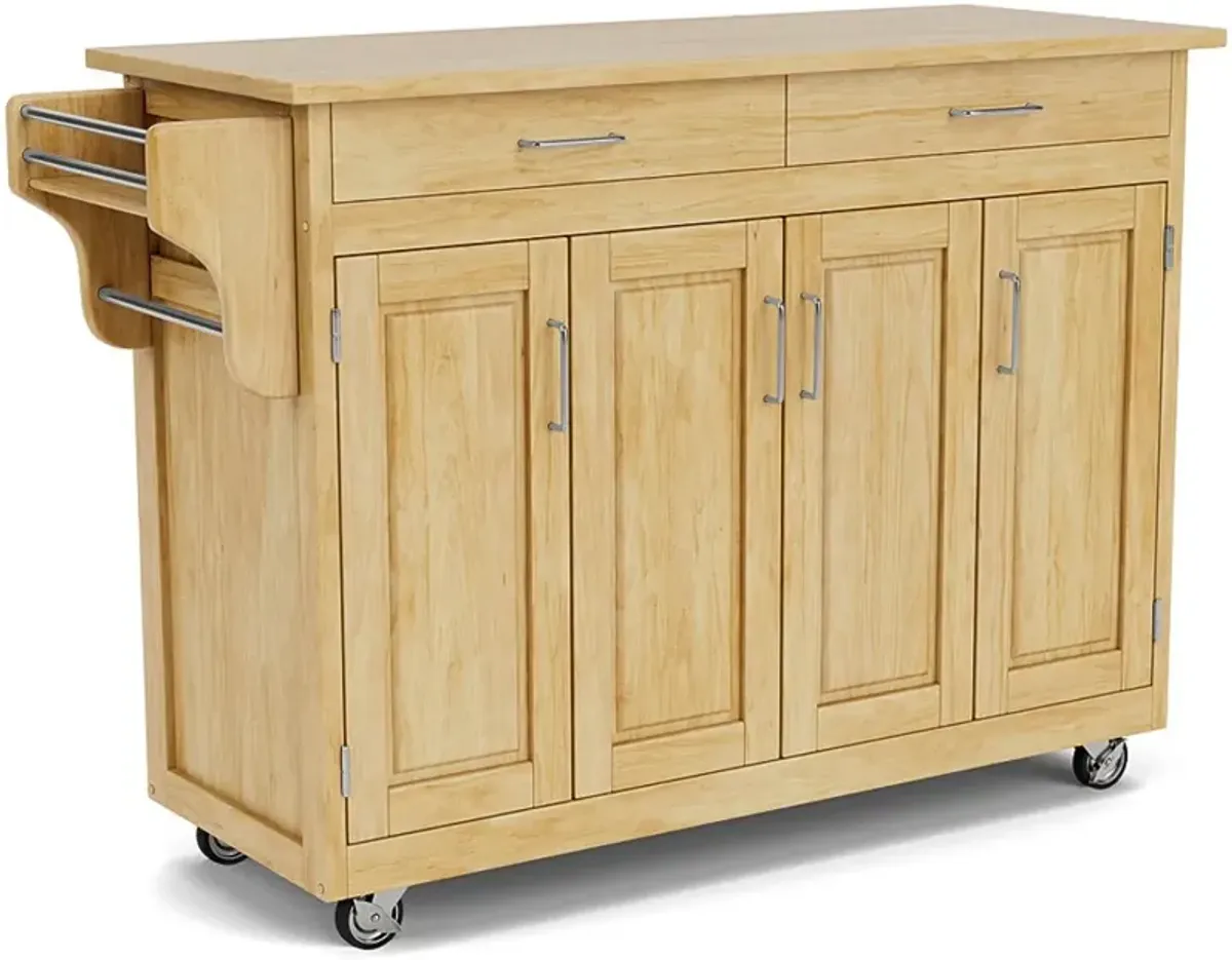 Create-A-Cart Light Brown Kitchen Cart with Hardwood Top