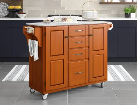 Create-A-Cart Brown Kitchen Cart with Granite Top