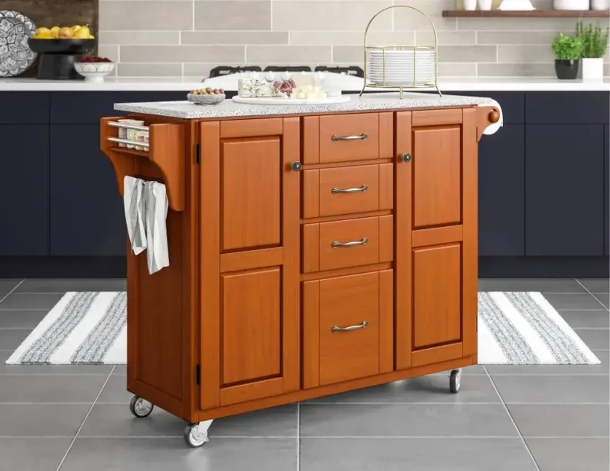 Create-A-Cart Brown Kitchen Cart with Granite Top