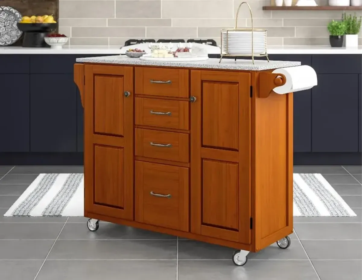 Create-A-Cart Brown Kitchen Cart with Granite Top