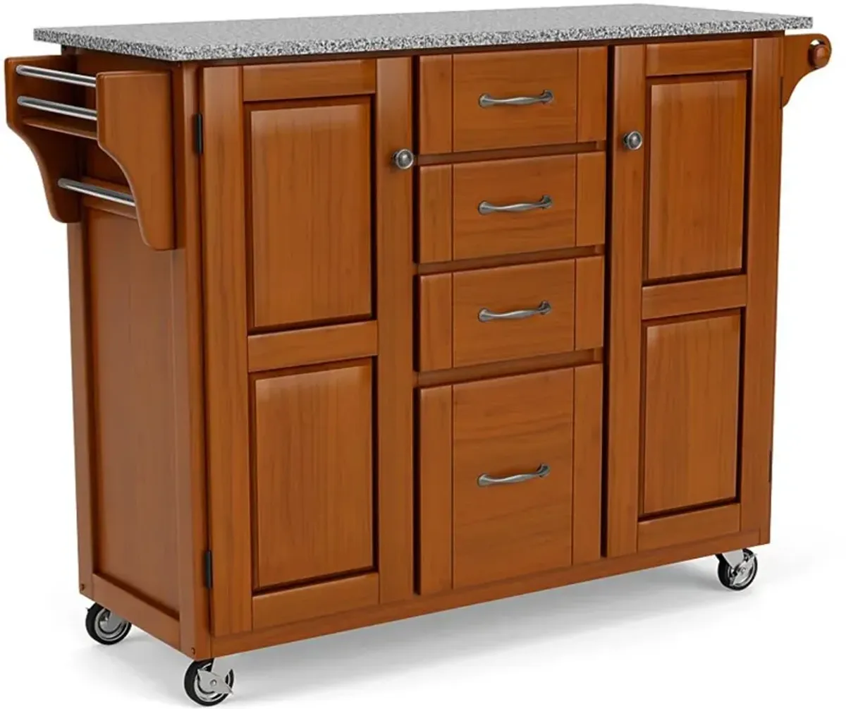 Create-A-Cart Brown Kitchen Cart with Granite Top