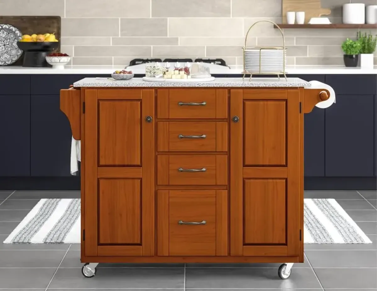 Create-A-Cart Brown Kitchen Cart with Granite Top