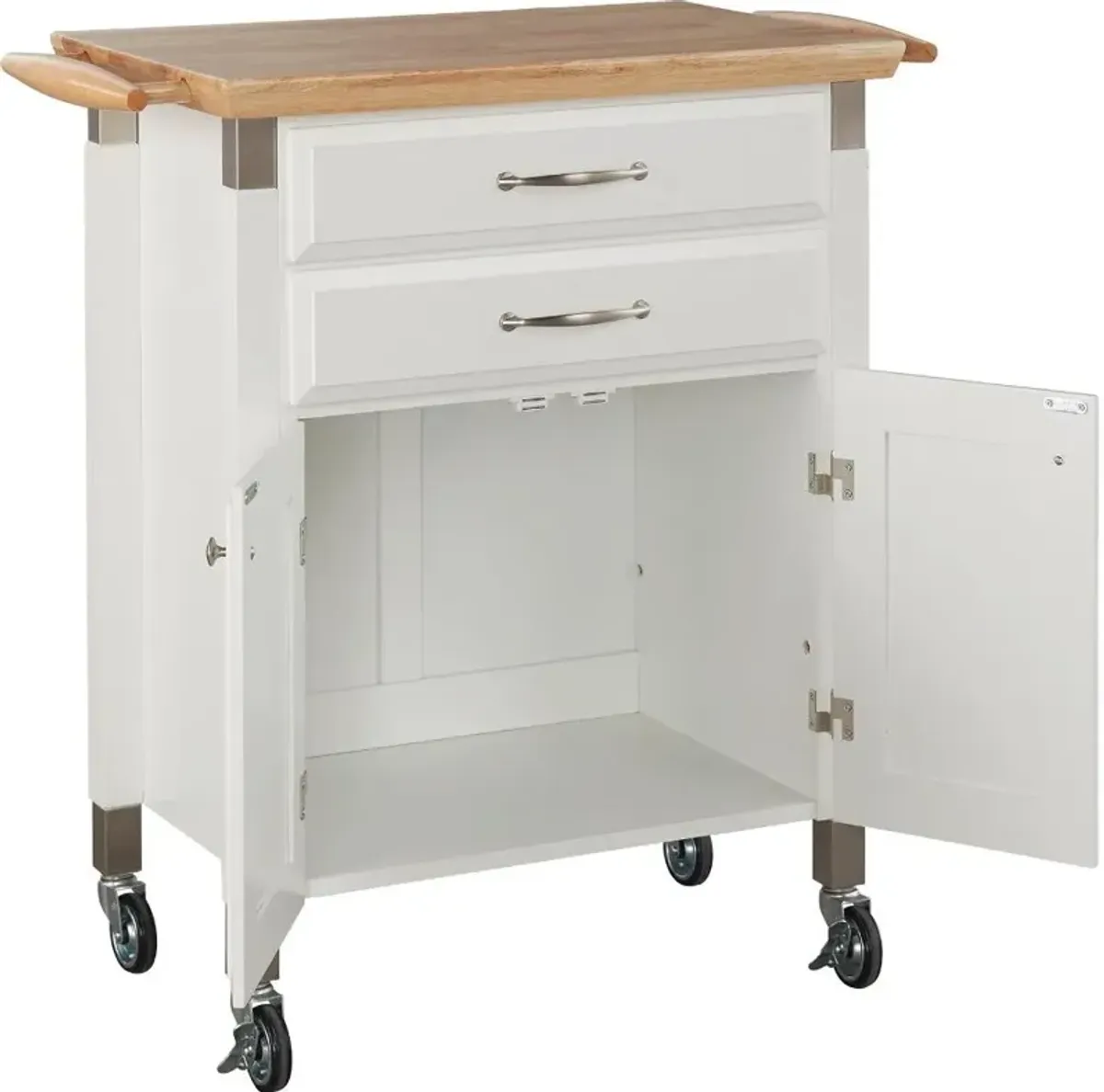 Dolly Madison Small Off-White Kitchen Rolling Cart