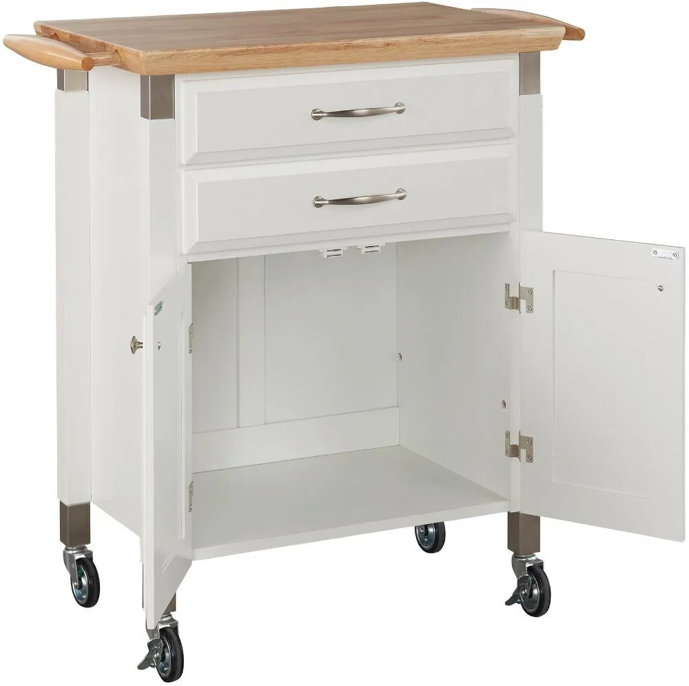 Dolly Madison Small Off-White Kitchen Rolling Cart