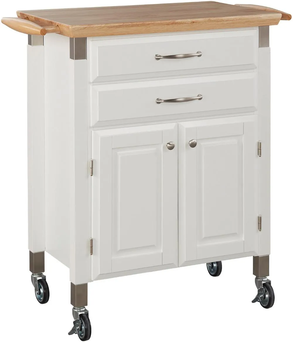 Dolly Madison Small Off-White Kitchen Rolling Cart