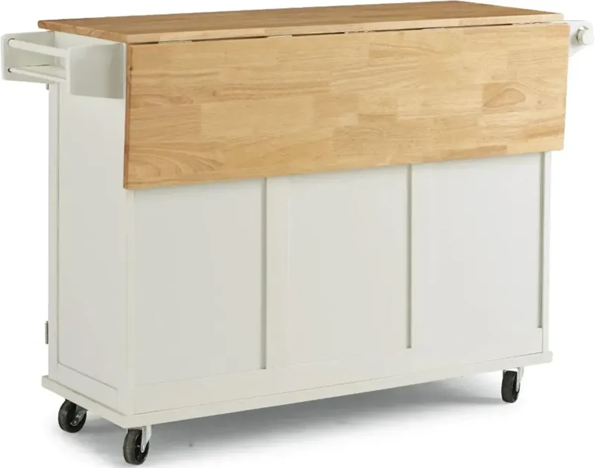 Dolly Madison Off-White Kitchen Cart with Drop Leaf