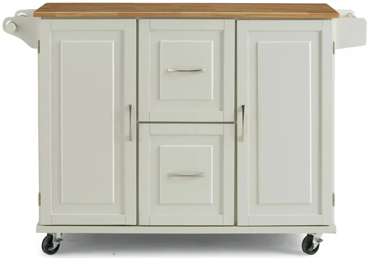 Dolly Madison Off-White Kitchen Cart with Drop Leaf