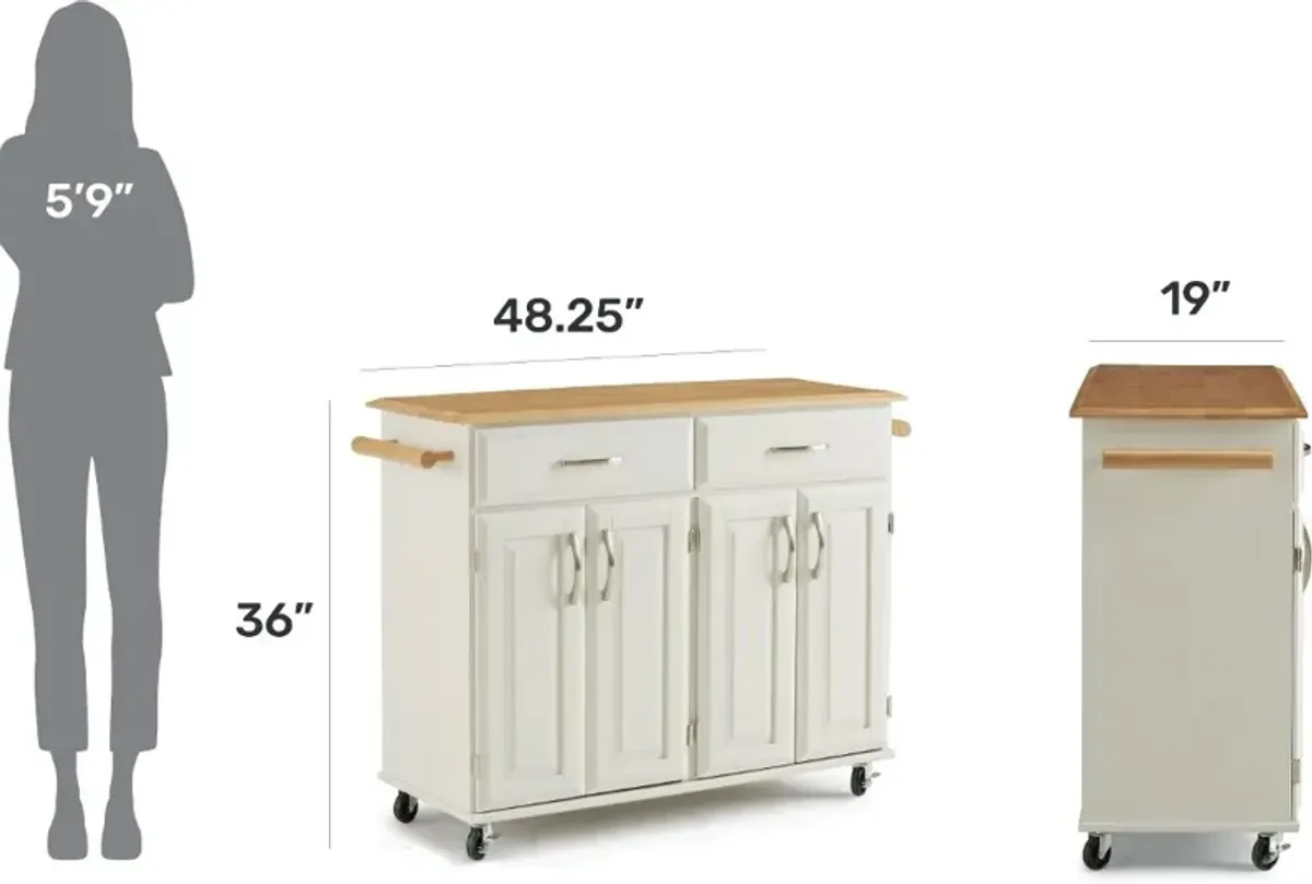 Dolly Madison Off-White Kitchen Cart