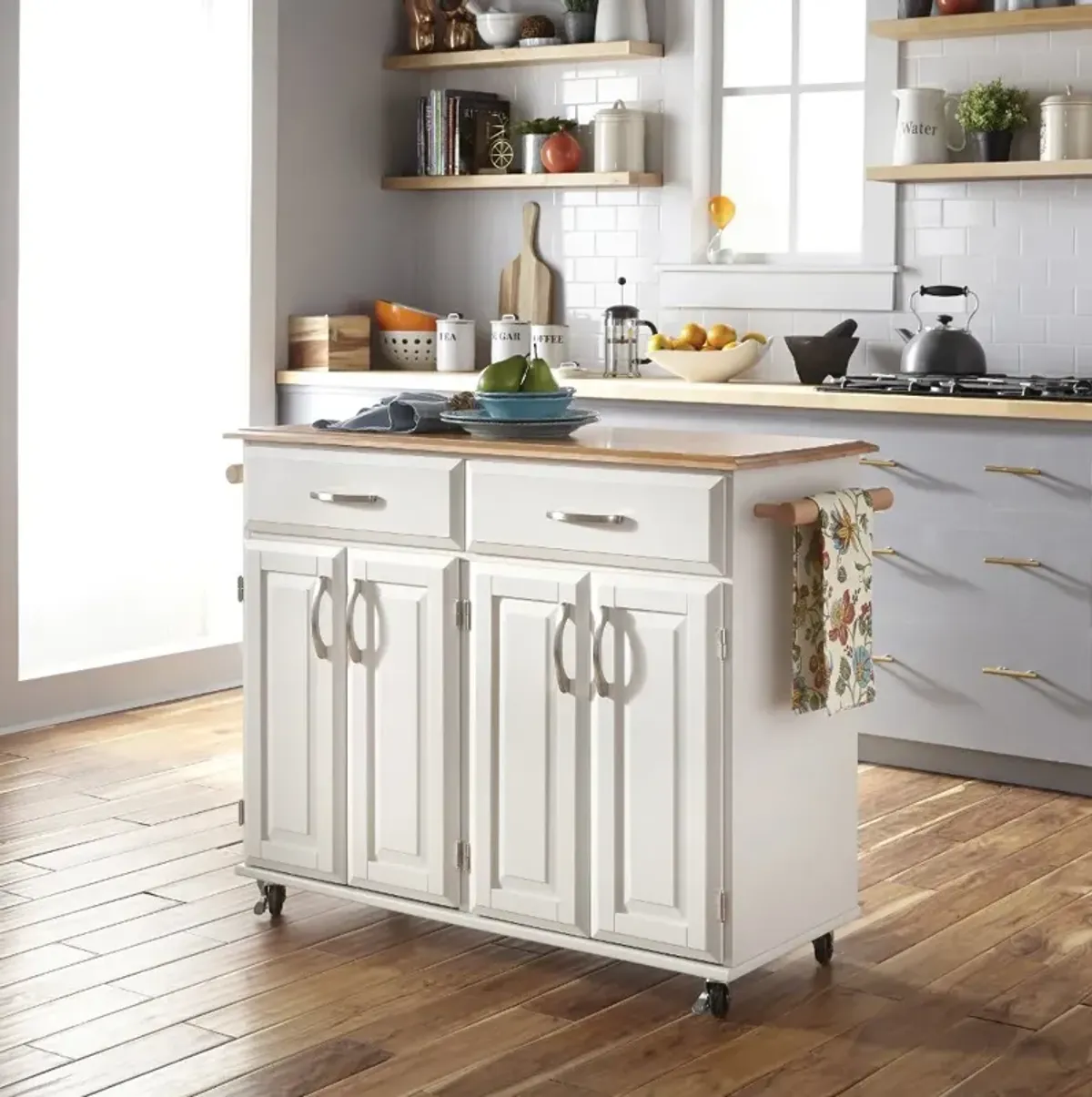 Dolly Madison Off-White Kitchen Cart