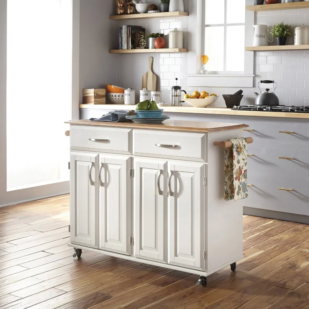 Dolly Madison Off-White Kitchen Cart