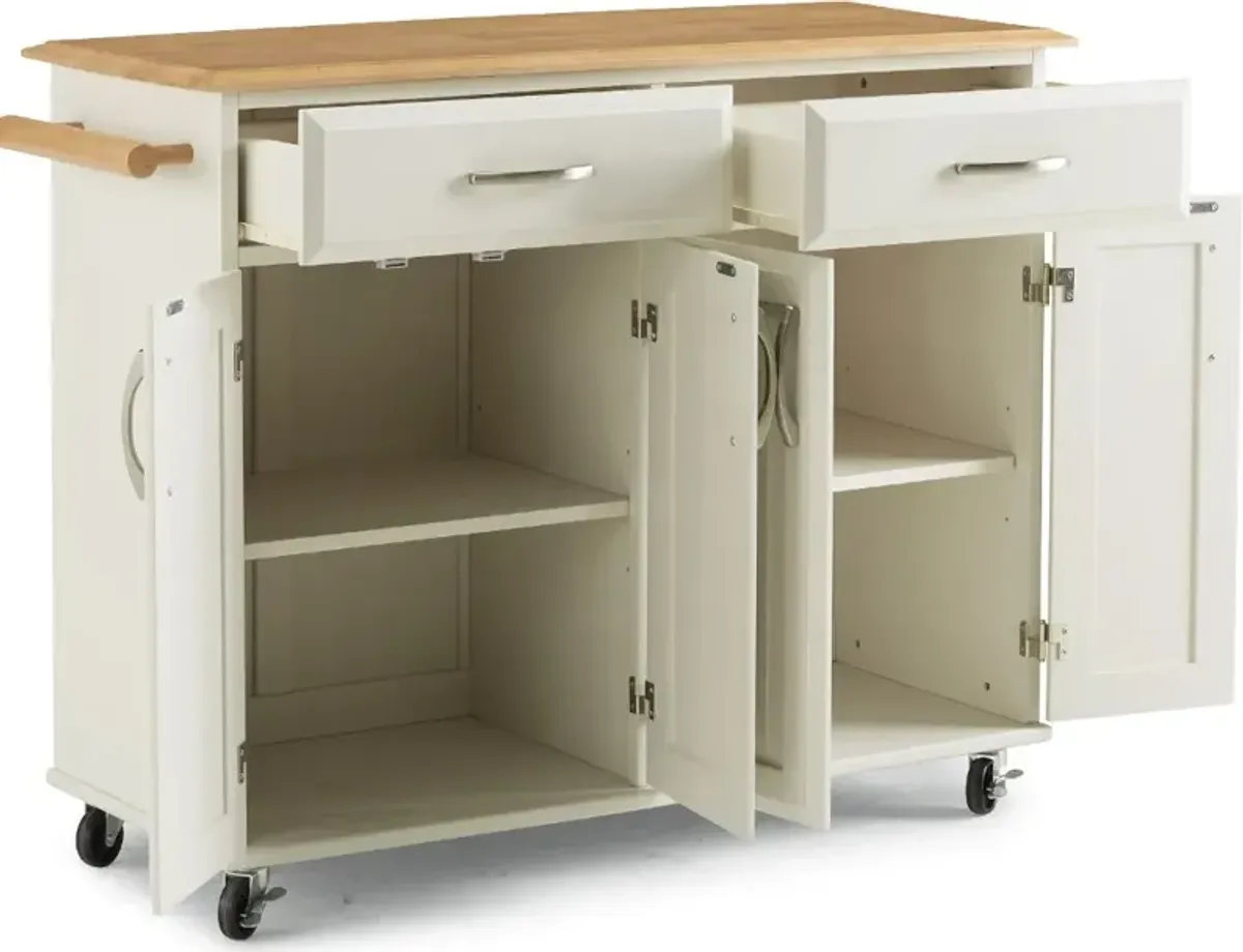 Dolly Madison Off-White Kitchen Cart