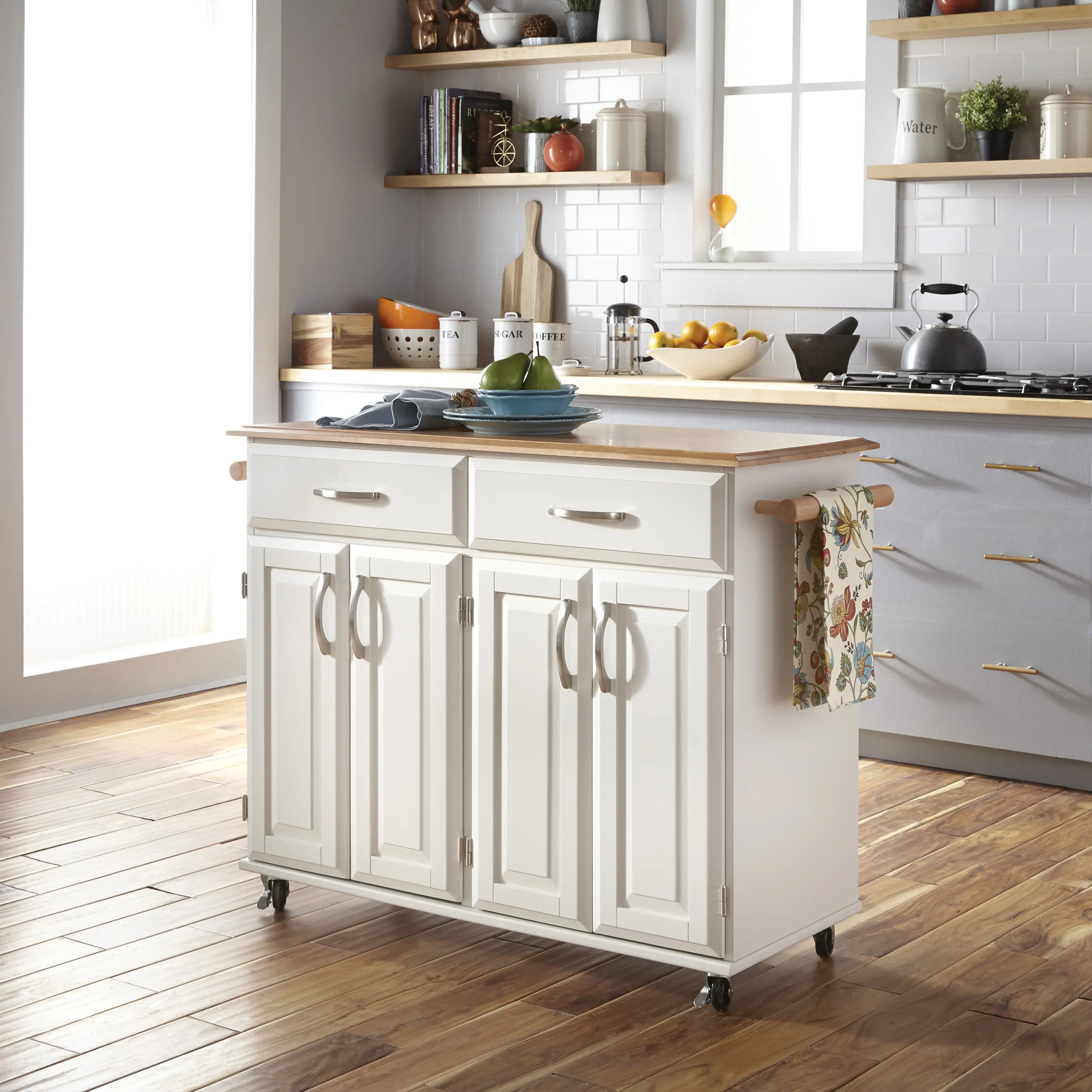 Dolly Madison Off-White Kitchen Cart