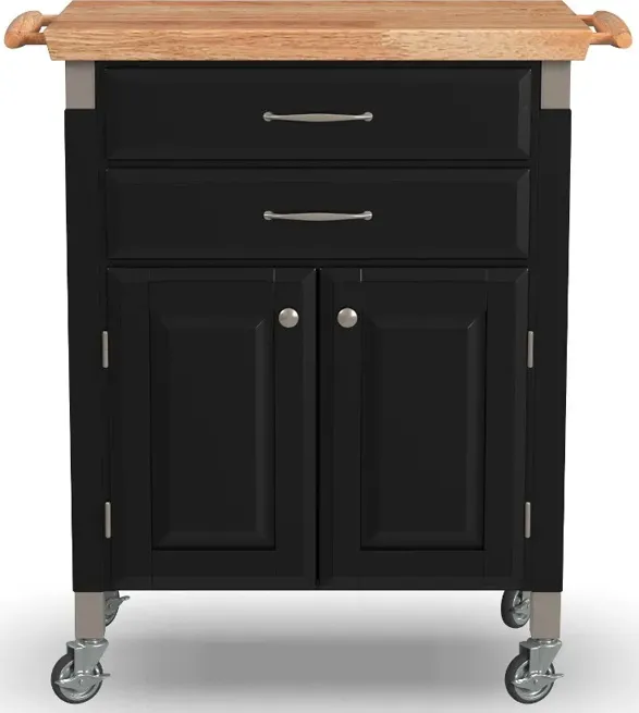 Dolly Madison Small Black Kitchen Rolling Cart