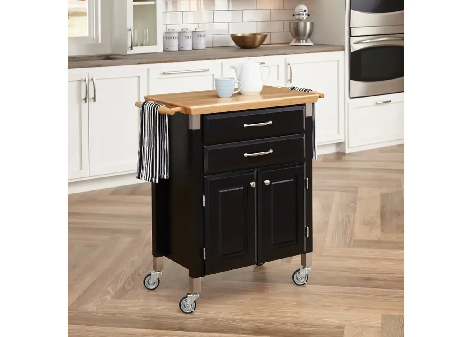 Dolly Madison Small Black Kitchen Rolling Cart