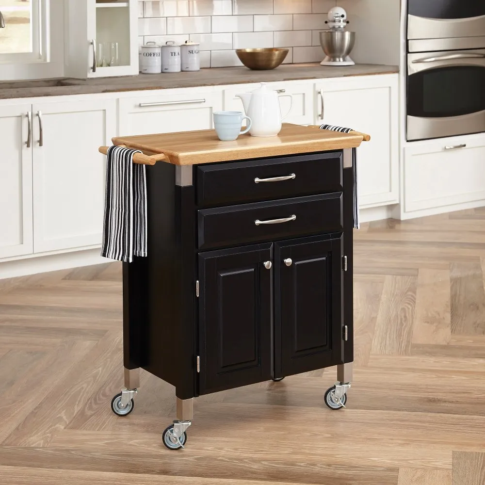 Dolly Madison Small Black Kitchen Rolling Cart