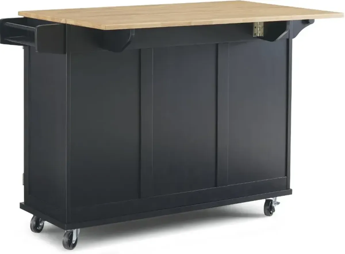 Dolly Madison Black Kitchen Cart with Drop Leaf