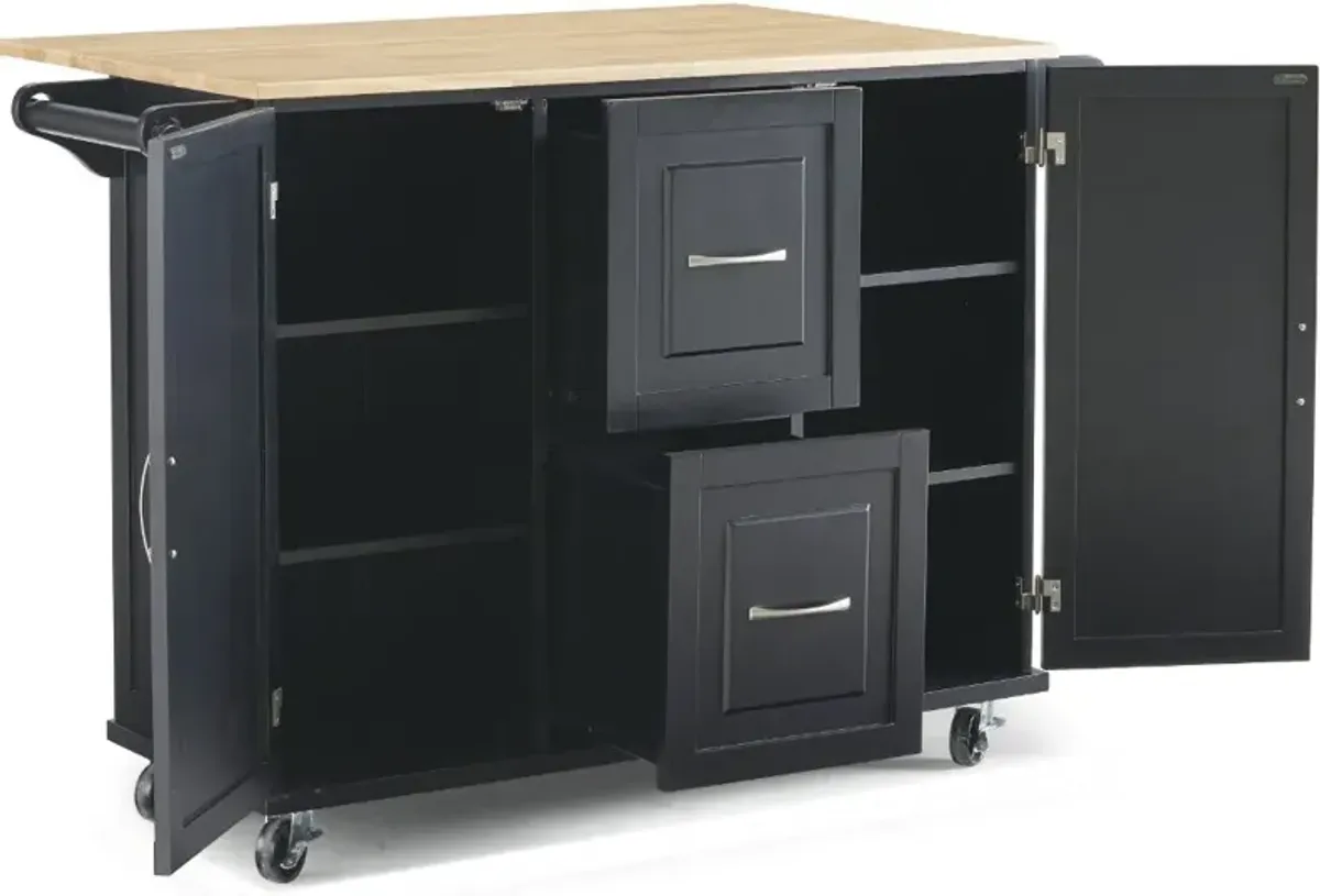 Dolly Madison Black Kitchen Cart with Drop Leaf