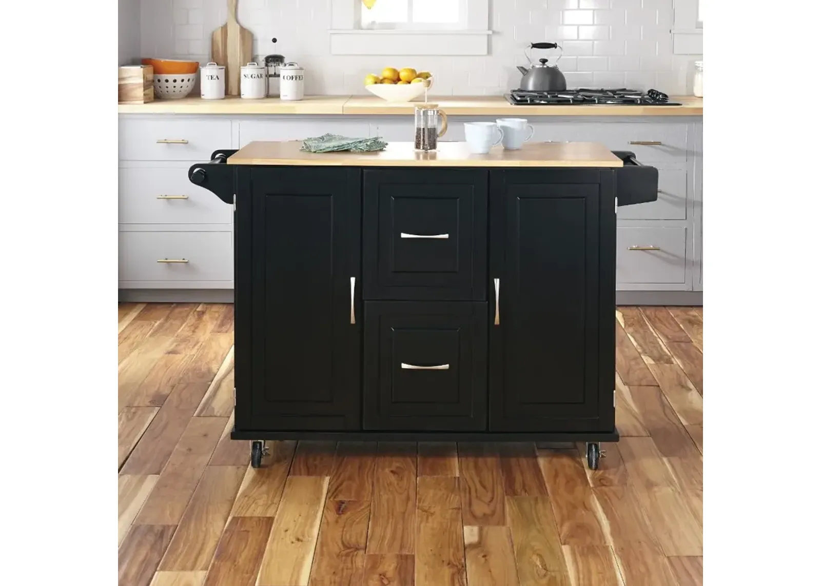 Dolly Madison Black Kitchen Cart with Drop Leaf