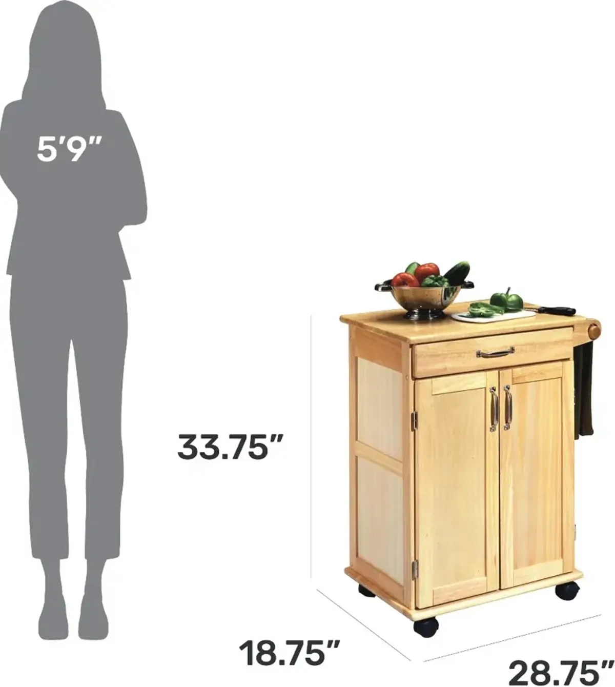 General Natural Small Kitchen Cart