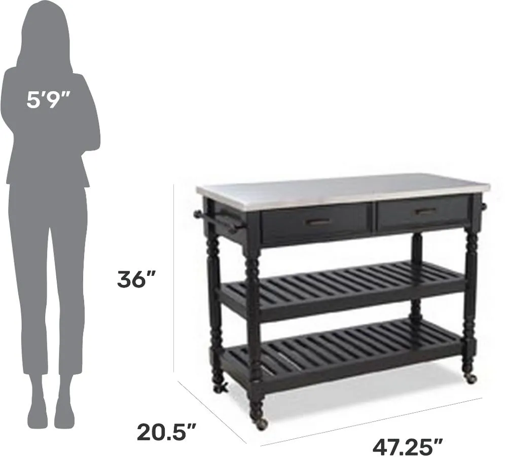 General Open Black Kitchen Cart