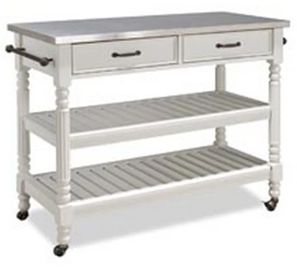 General Line Open White Kitchen Cart