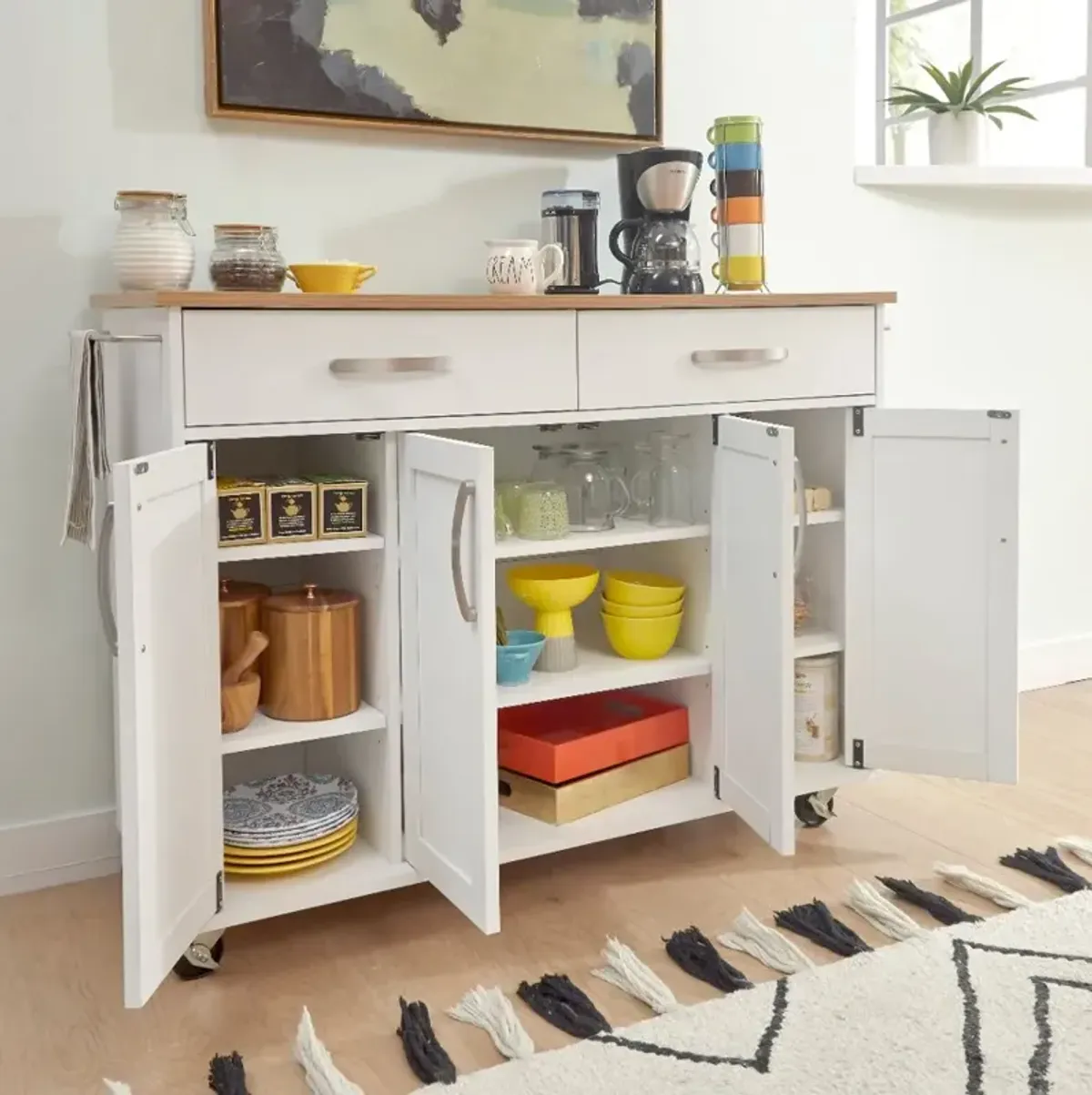 Ella White Kitchen Cart