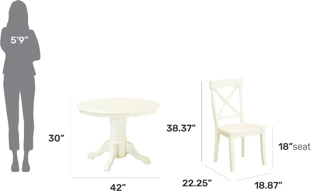 Warwick Off-White 5 Piece Dining Room Set