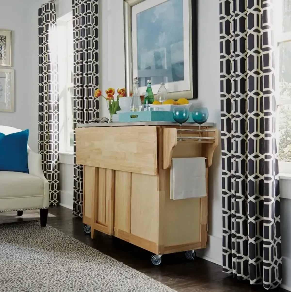 General Natural Kitchen Island with Gray Top