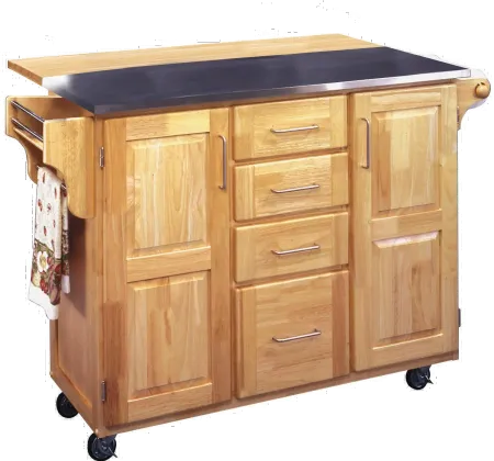 General Natural Kitchen Island with Gray Top