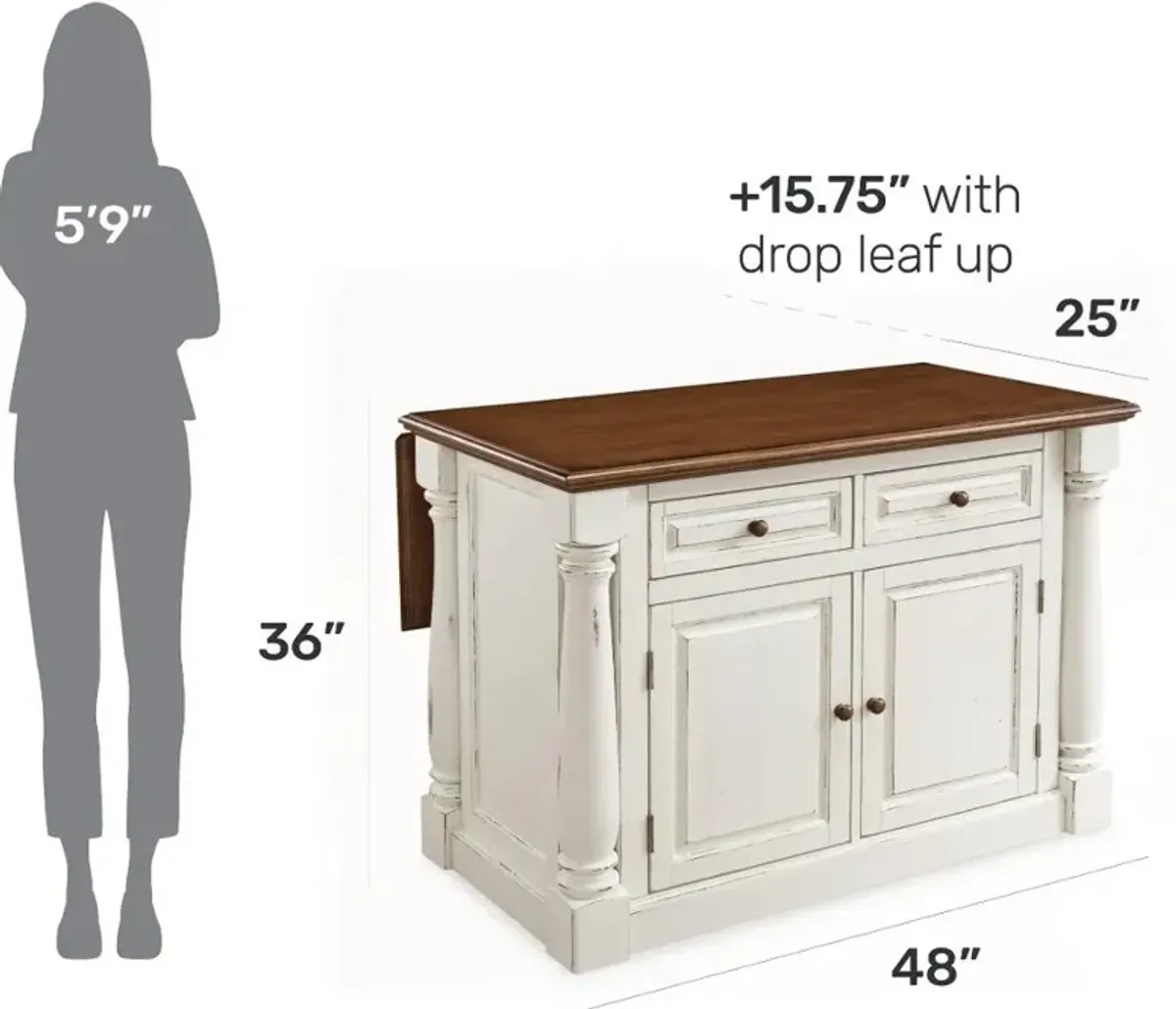 Monarch Off-White Kitchen Island